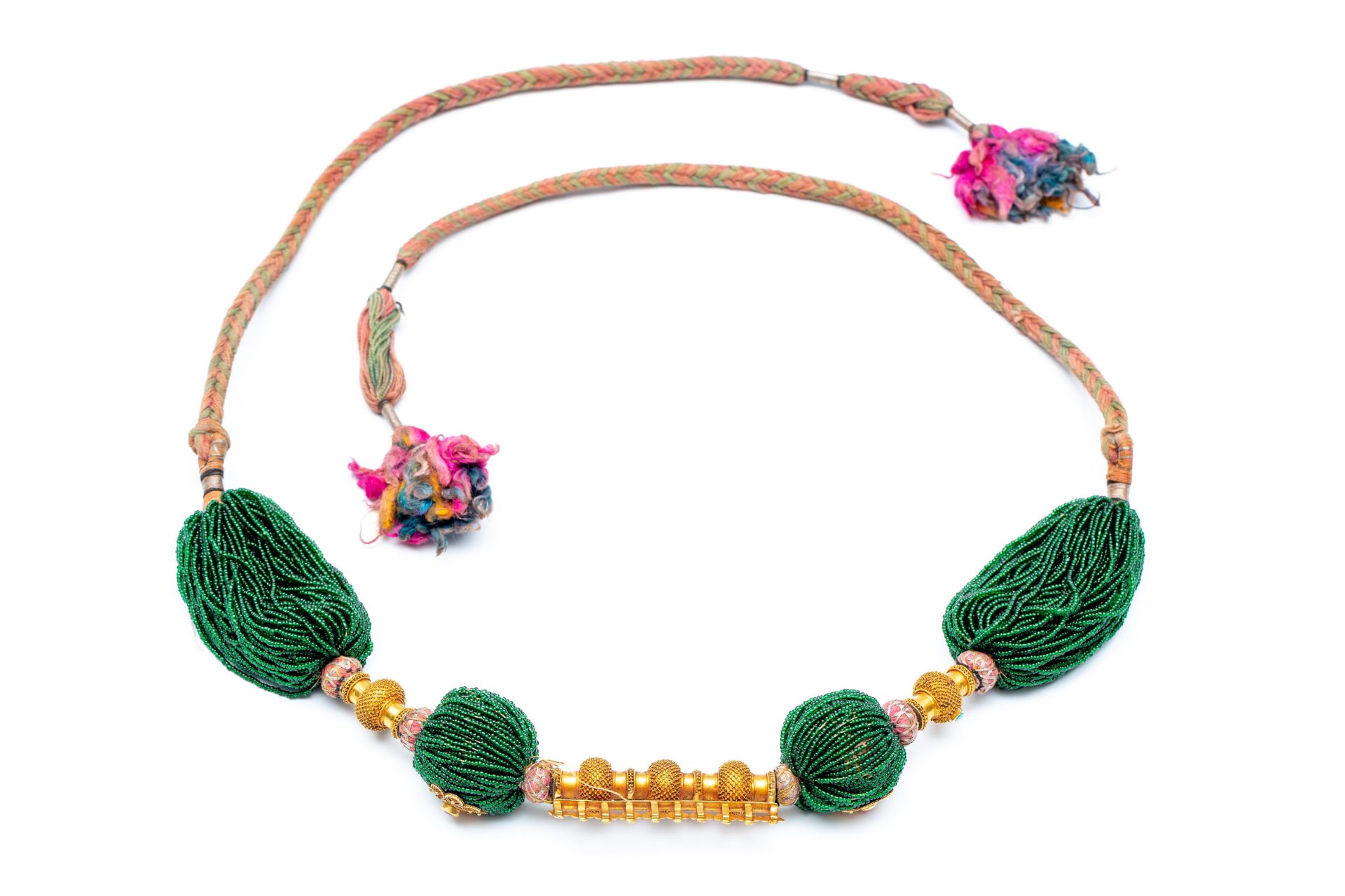 India, Jaipur Rajasthan, 19e / 20e eeuw, collier met 22 kt. gouden ornamenten, Maduli, - Bild 2 aus 2