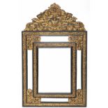 Rechthoekige spiegel, in houten lijst, 19e eeuw,