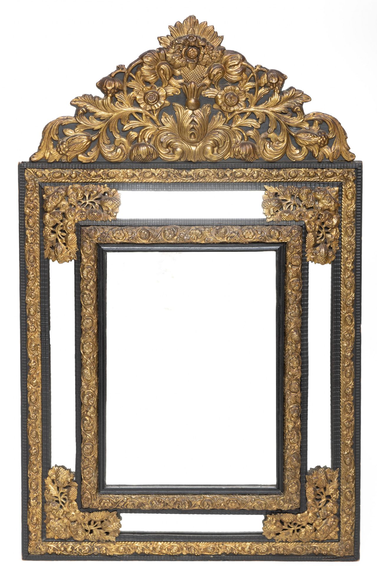 Rechthoekige spiegel, in houten lijst, 19e eeuw,