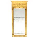 Rechthoekige spiegel in verguld houten lijst in Louis XVI-stijl, 19e eeuw