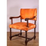 Eikenhouten fauteuil in Louis XIII/XIV-stijl, 19e eeuw.