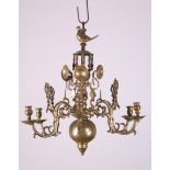 Duitsland, verguld bronzen zeslichts kaarsenbolkroon, 18e eeuw,