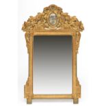 Rechthoekige spiegel in vergulde lijst in Louis XVI-stijl, 19e eeuw.
