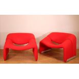 Pierre Paulin voor Artifort, paar fauteuils, model F598 Groovy/M-chair