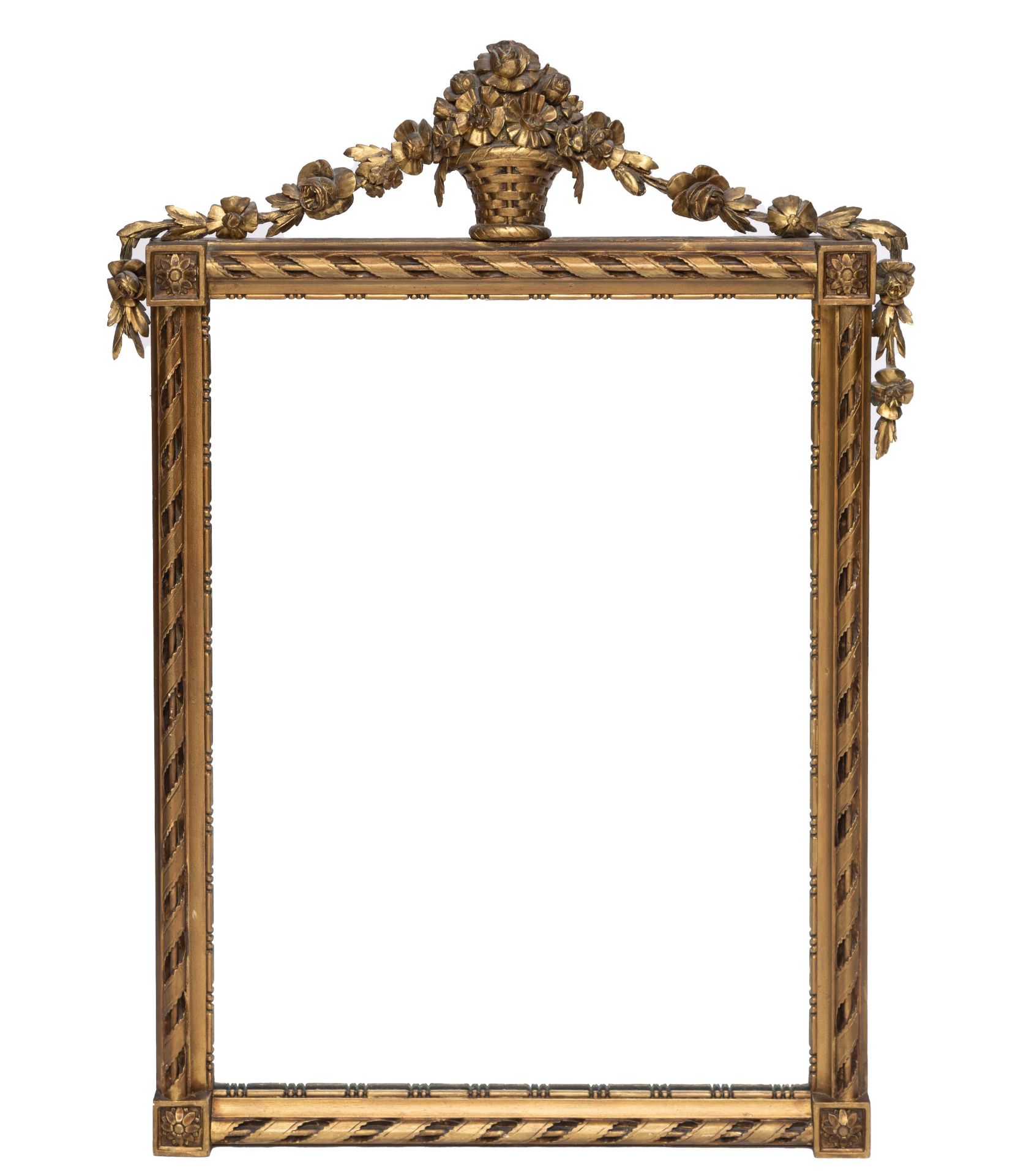 Rechthoekige spiegel in verguld houten lijst, Louis XVI,
