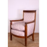 Bruin gebeitste beukenhouten fauteuil, 19e eeuw,