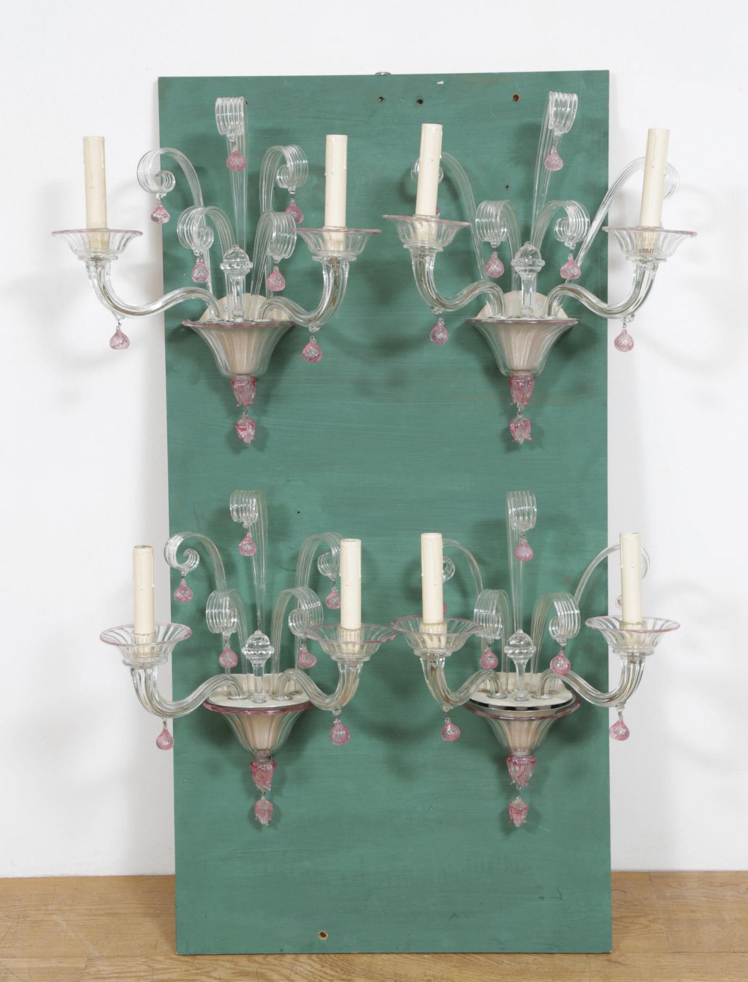 Vier Venetiaanse tweelichts wandappliques, ca. 1900