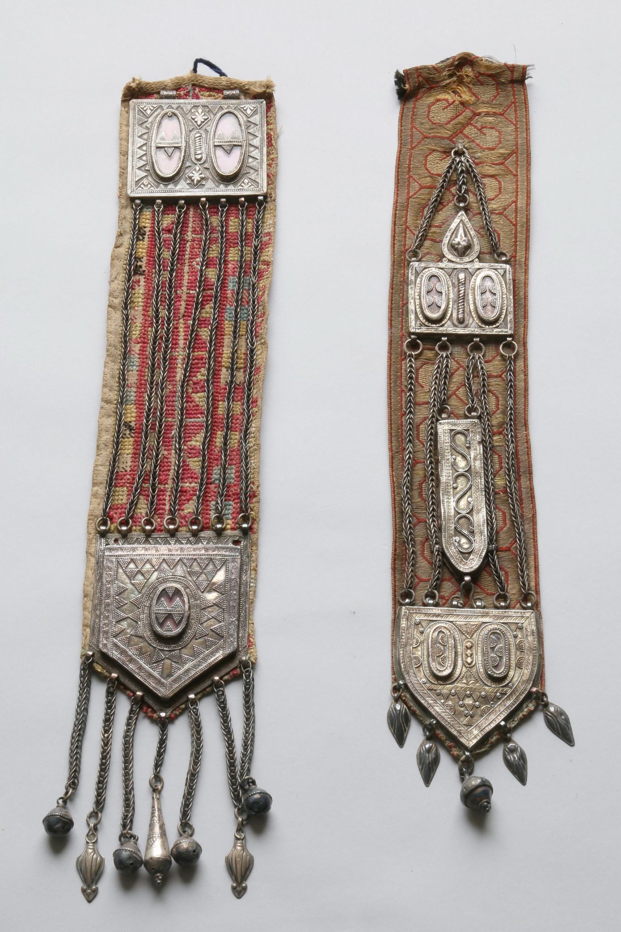 Turkmenistan, Yomud, two temple pendants, adamlik,