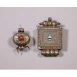 Tibet, two silver amulet containers