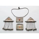 Turkmenistan, Ersari, a pair of amulet containers and a pair of triangular containers;