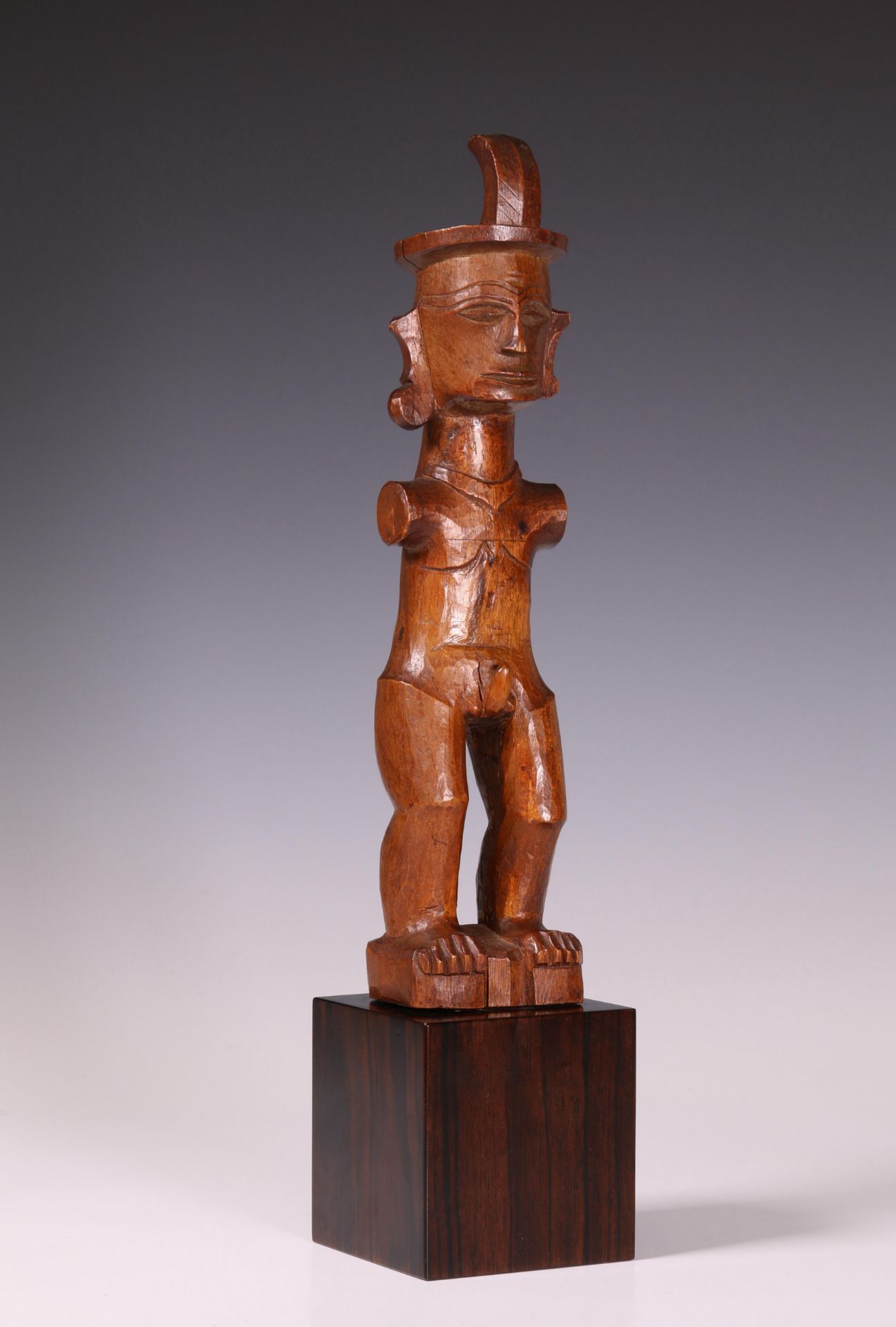 South Nias or Batu Ilands, standing male ancestor figure, ada zatua/ azu nowu