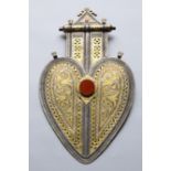 Turkmenistan, Tekke, large hart shaped back pendant, asik;