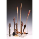 A collection of seven African instruments,