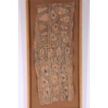 DRC, Ituri rainforest bark cloth, framed, 20e century.