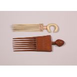 Nguni, bone comb and Akan, wooden comb.