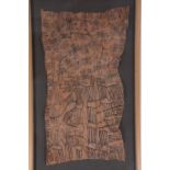 DRC, Ituri rain forest bark cloth with traditional design, 20e century.