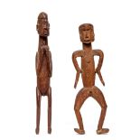 Papua, Asmat, two hardwood ancestor figures.