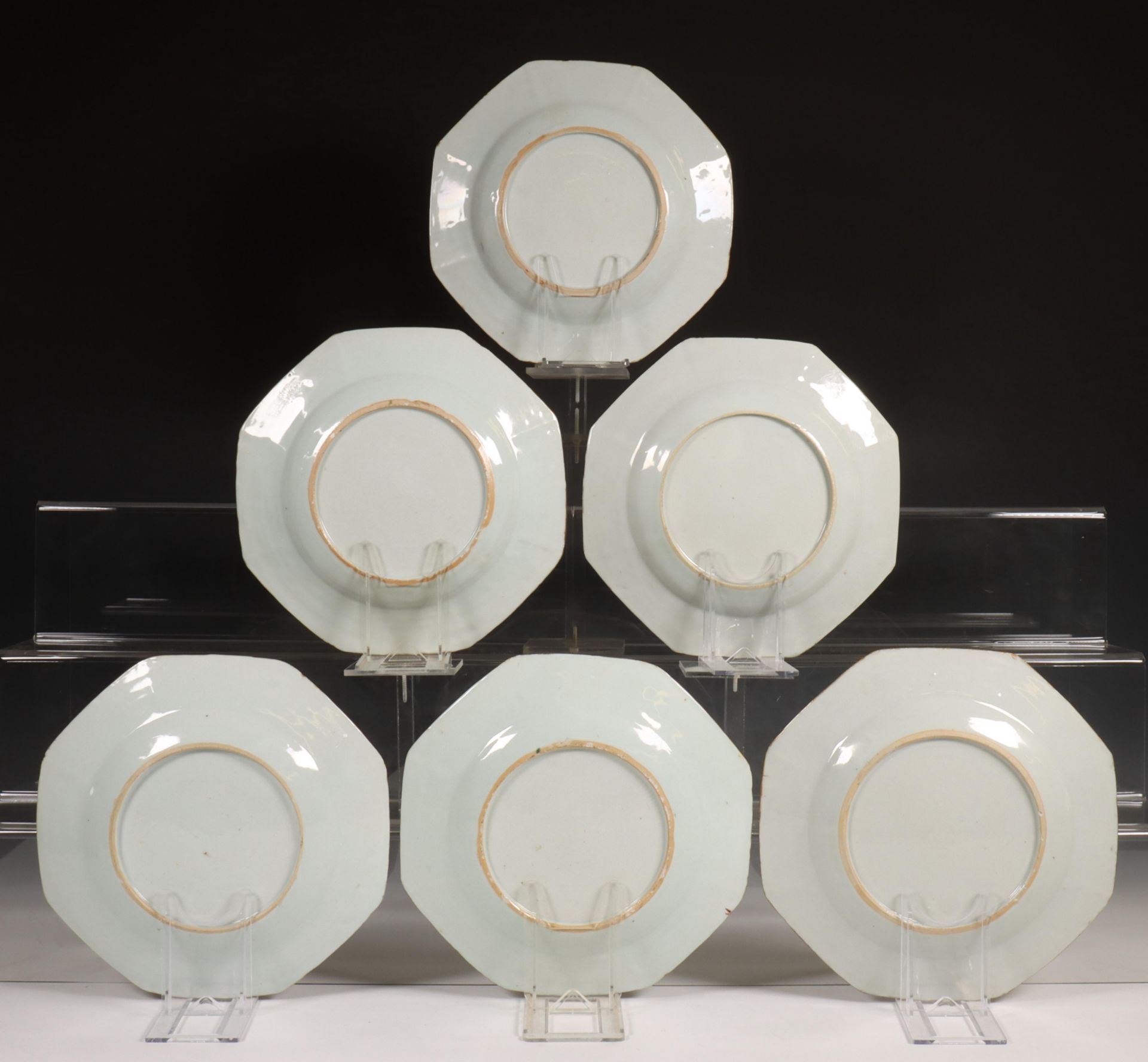 China, set famille rose porseleinen achtkantige borden en schotels, Qianlong, - Bild 9 aus 12