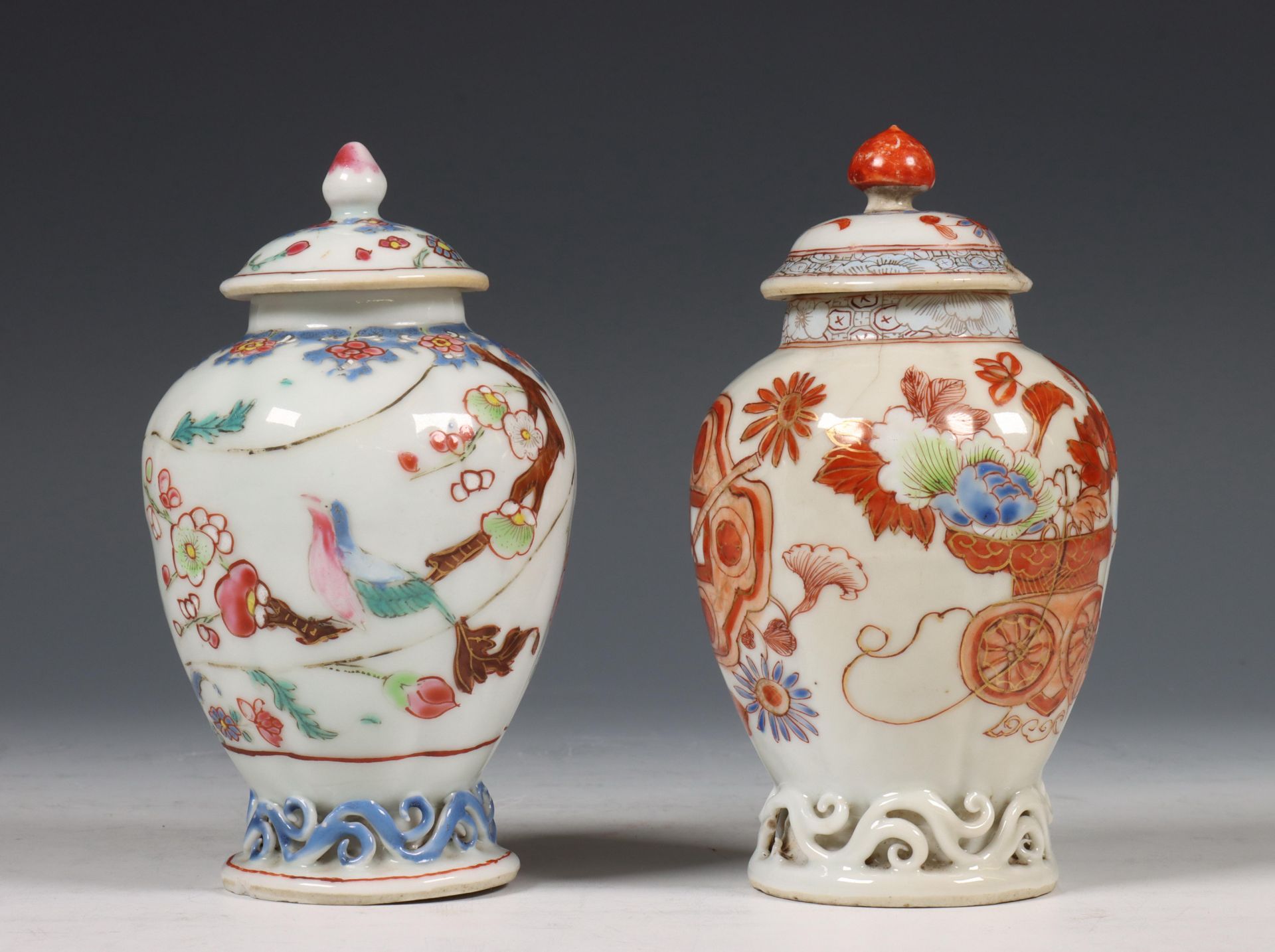 China, twee famille rose porseleinen theebusjes, Qianlong periode (1736-1795), - Bild 12 aus 12