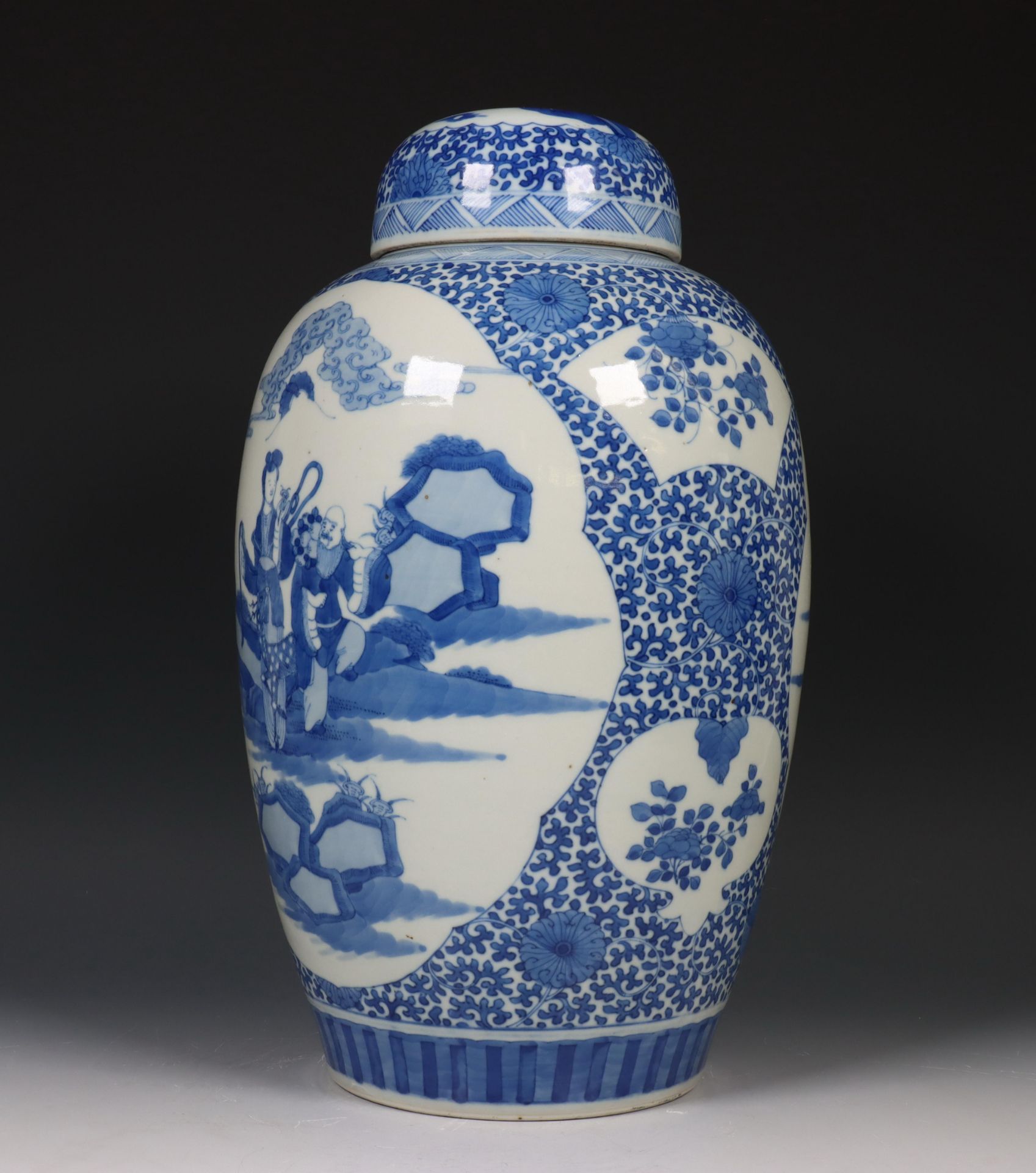 China, blauw-wit porseleinen dekselvaas, late Qing-dynastie (1644-1912), - Bild 12 aus 14