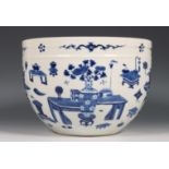 China, blauw-wit porseleinen wierookbrander, Kangxi periode (1662-1722),