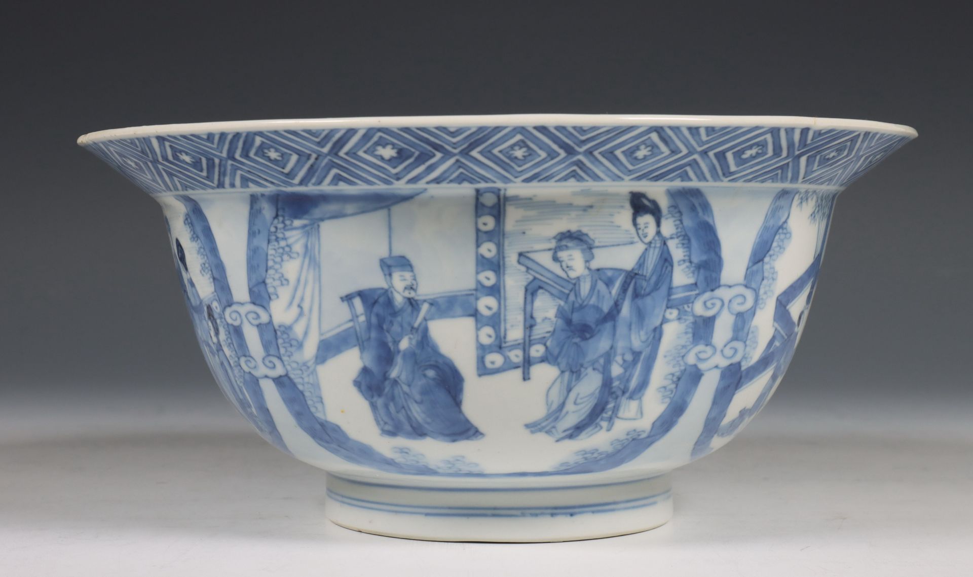 China, blauw-wit porseleinen kom, Kangxi periode (1662-1722), - Bild 5 aus 6