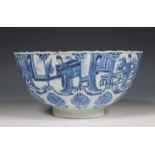 China, blauw-wit porseleinen kom, Kangxi periode (1662-1722),