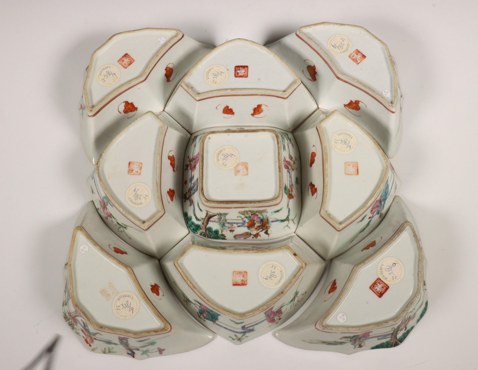 China, famille rose 'sweetmeat' set, ca. 1900, - Bild 10 aus 23