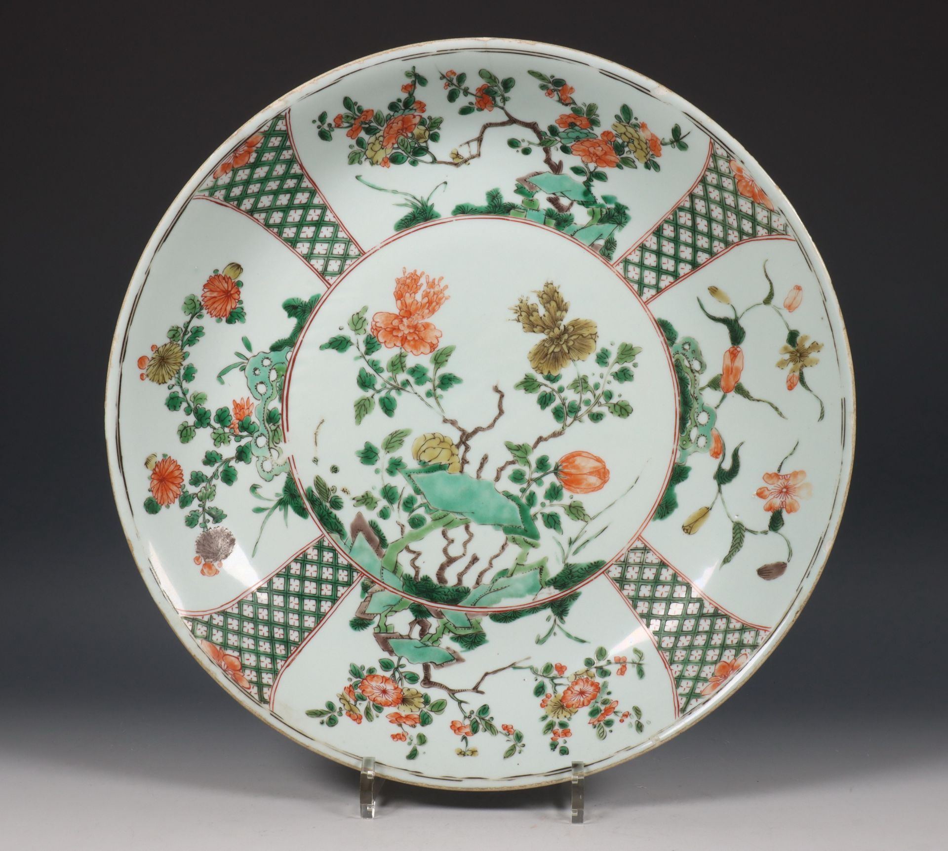 China, famille verte porseleinen schotel, Kangxi periode (1662-1722),