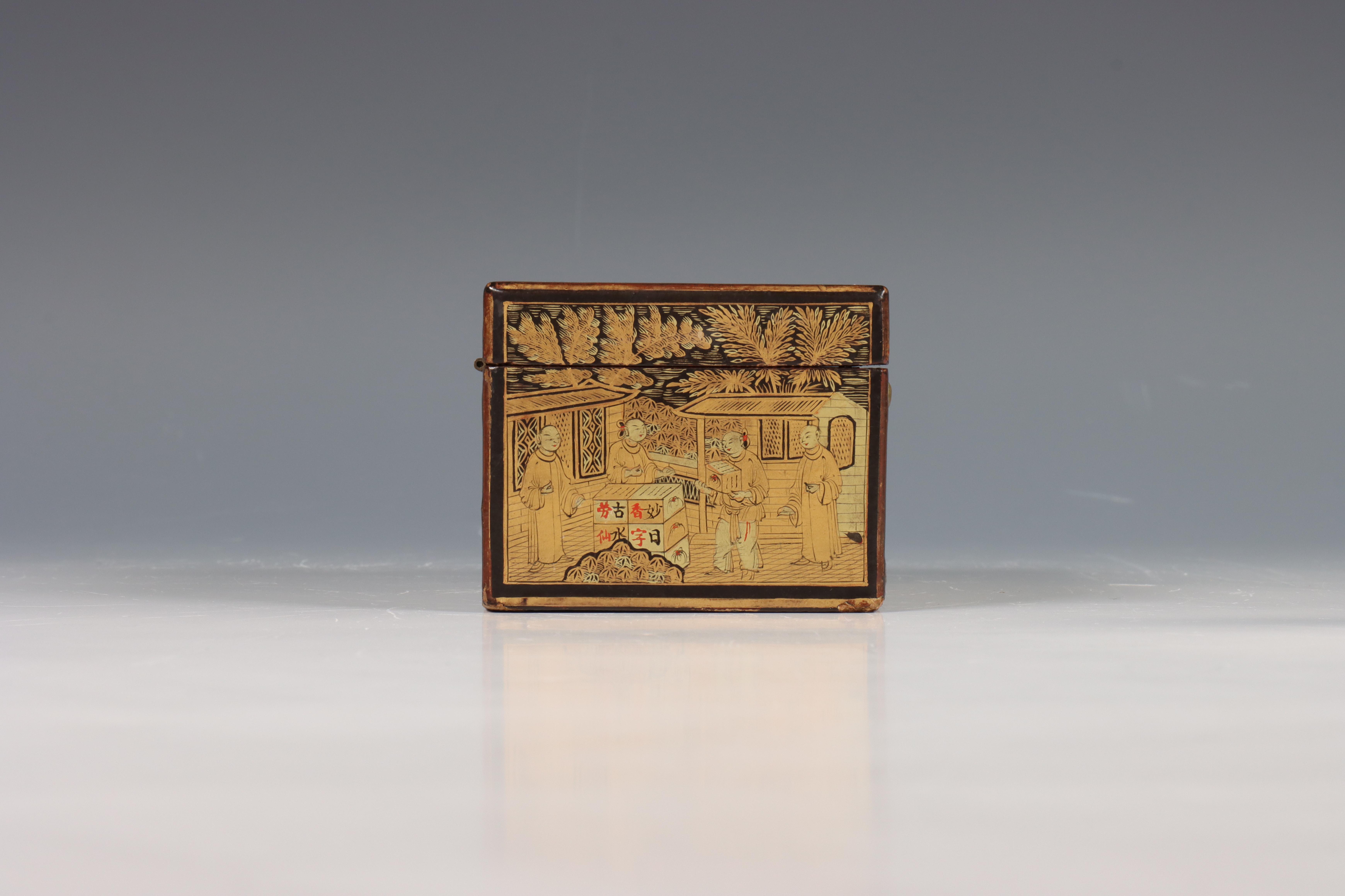 China, export zwart- en goud gelakt doosje, 19e eeuw, - Image 8 of 8