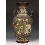 Japan, bronzen cloisonné vaas, 19e eeuw,