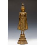 Thailand, verguld bronzen figuur van Boeddha, Rattanakosin periode, circa 1900,