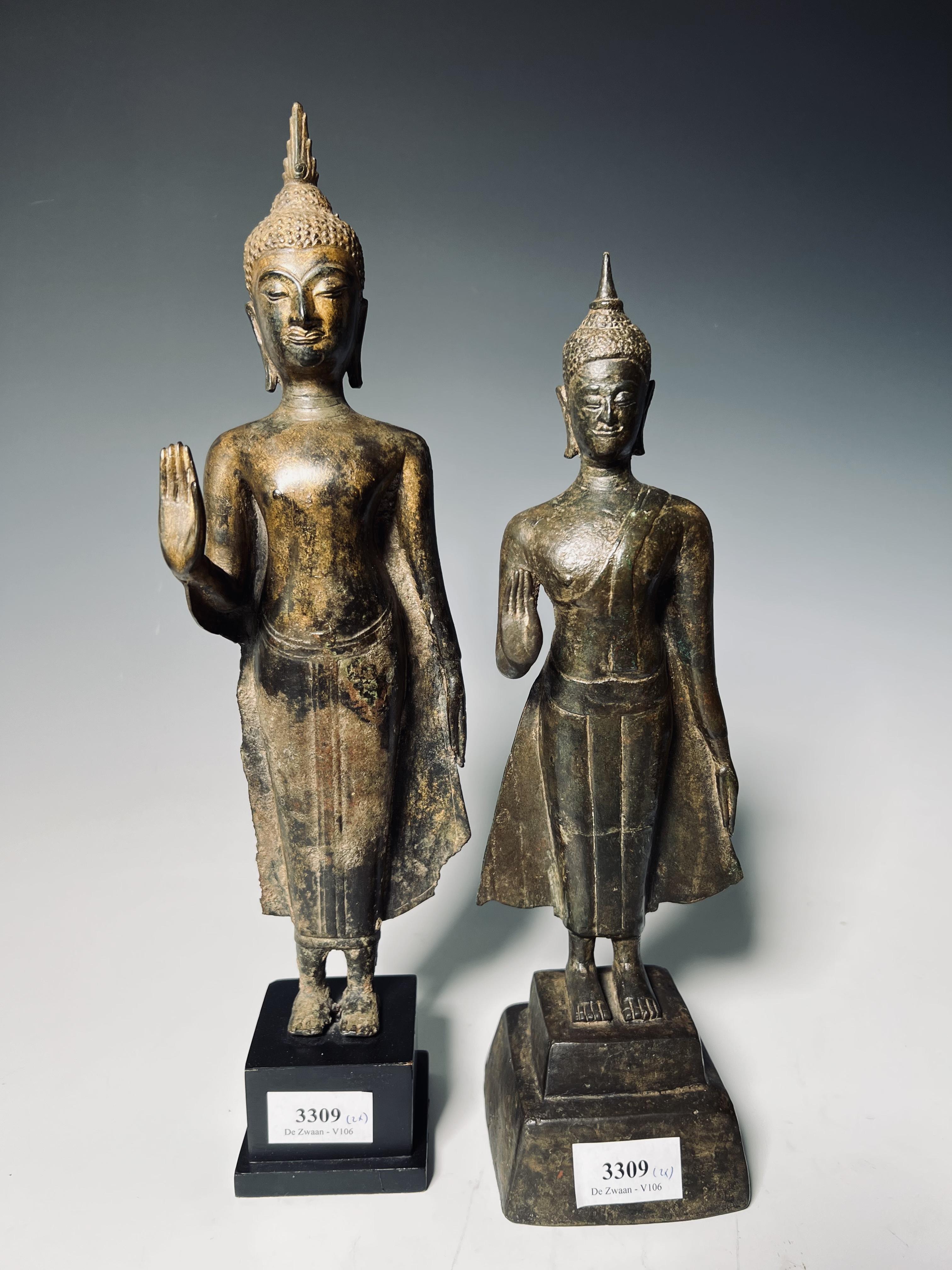 Thailand, twee Ayutthaya bronzen figuren van Boeddha, circa 16e eeuw, - Image 3 of 6