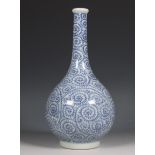 Japan, blauw-wit porseleinen Arita fles, 19e eeuw,