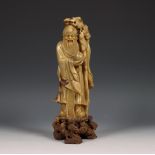 China, spekstenen figuur van Shoulao, 19e/20e eeuw,
