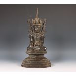 Birma, Shan-stijl bronzen figuur van Boeddha Jambupati, 18e/19e eeuw,