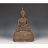 Birma, bronzen figuur van Boeddha, 20e eeuw,