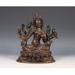 Nepal, bronzen figuur van Avalokitesvara, circa 19e eeuw,