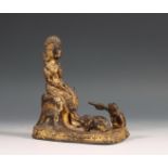 Thailand, verguld bronzen figuur van Boeddha, circa 1900,