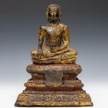 Thailand, verguld bronzen figuur van Boeddha, Rattanakosin periode, 19e eeuw,
