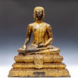Thailand, verguld bronzen figuur van Boeddha, Rattanakosin periode, 19e eeuw,