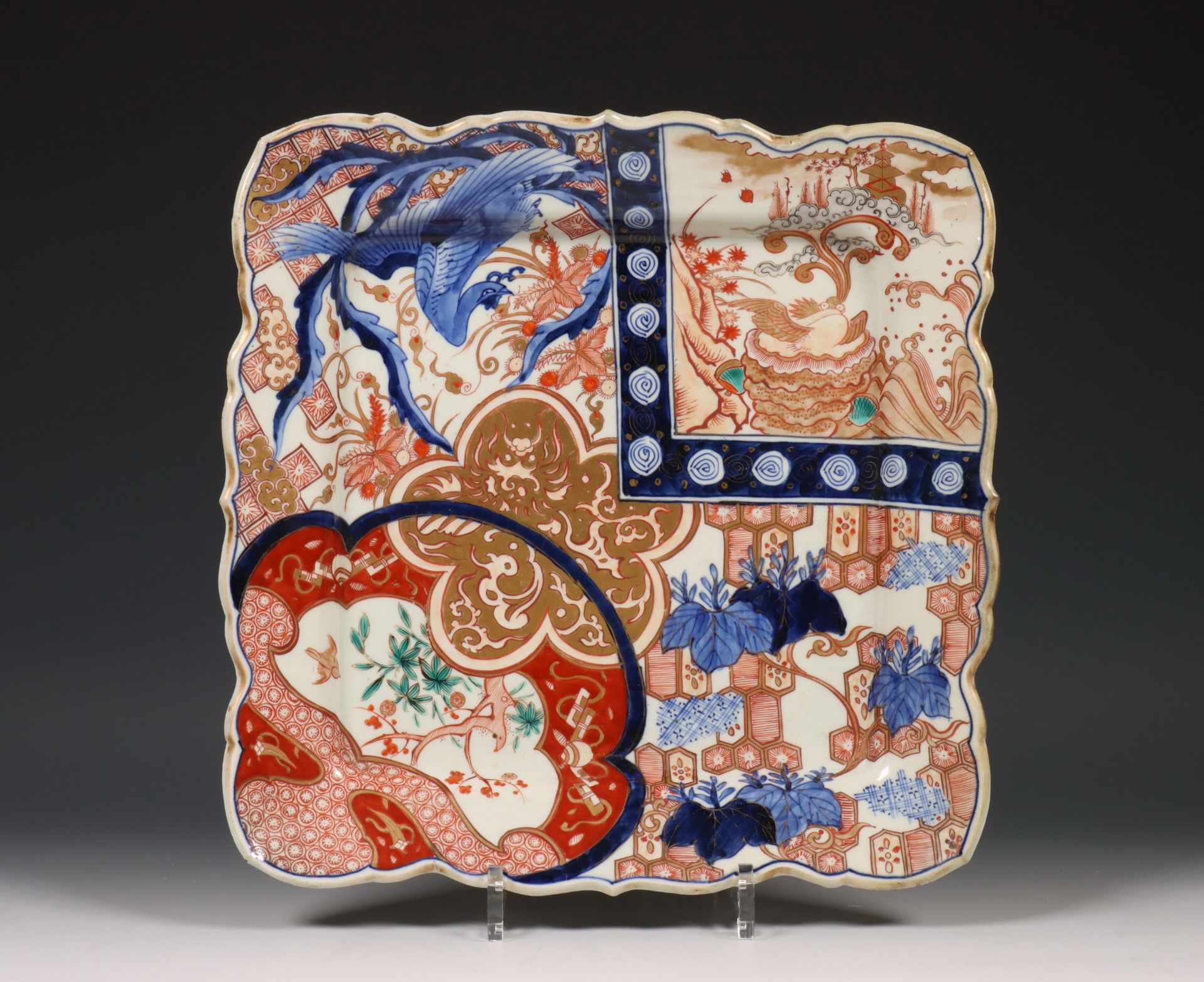 Japan, vierkante Imari porseleinen schaal, Meiji periode (1868-1912),