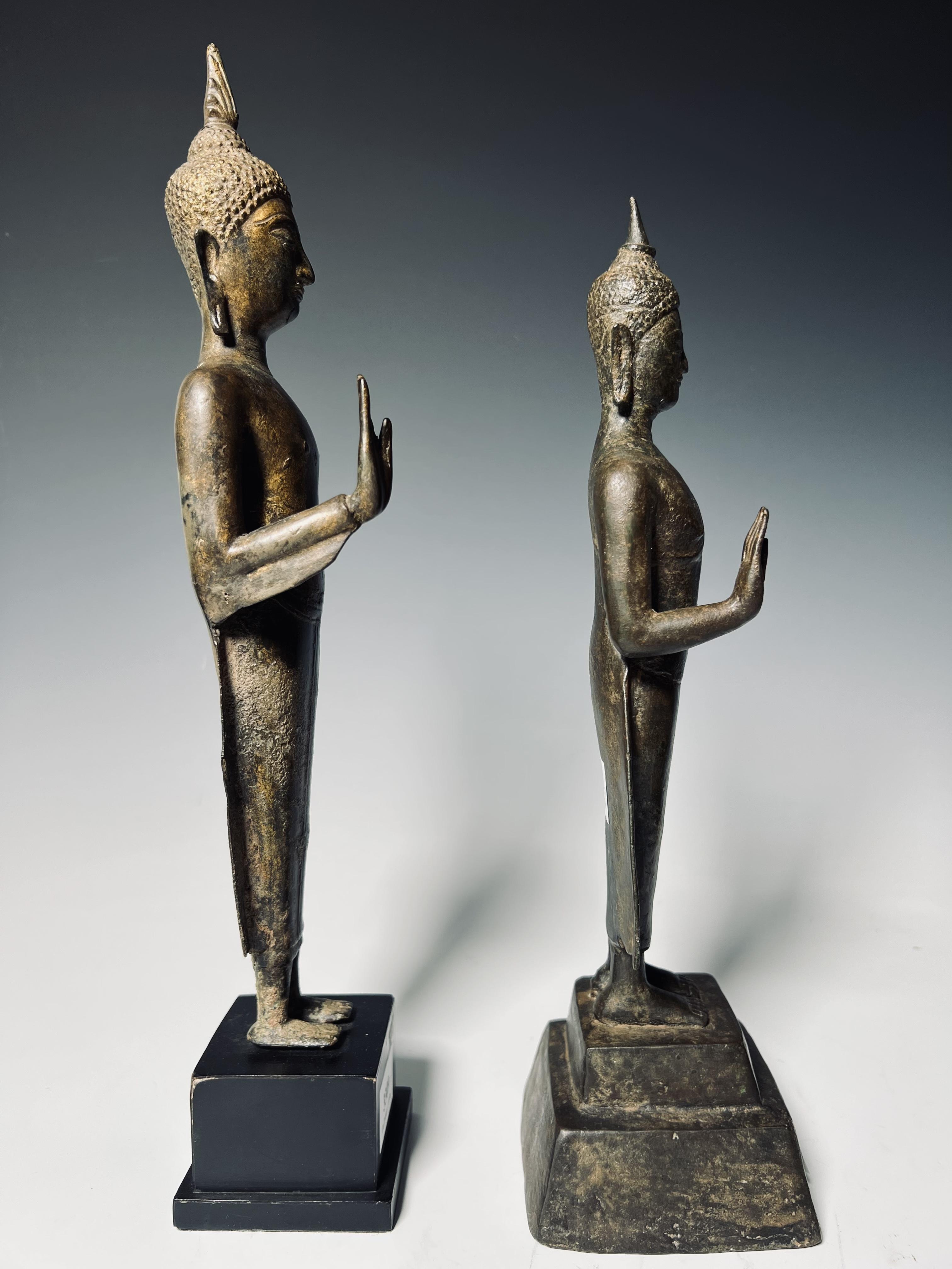 Thailand, twee Ayutthaya bronzen figuren van Boeddha, circa 16e eeuw, - Image 5 of 6