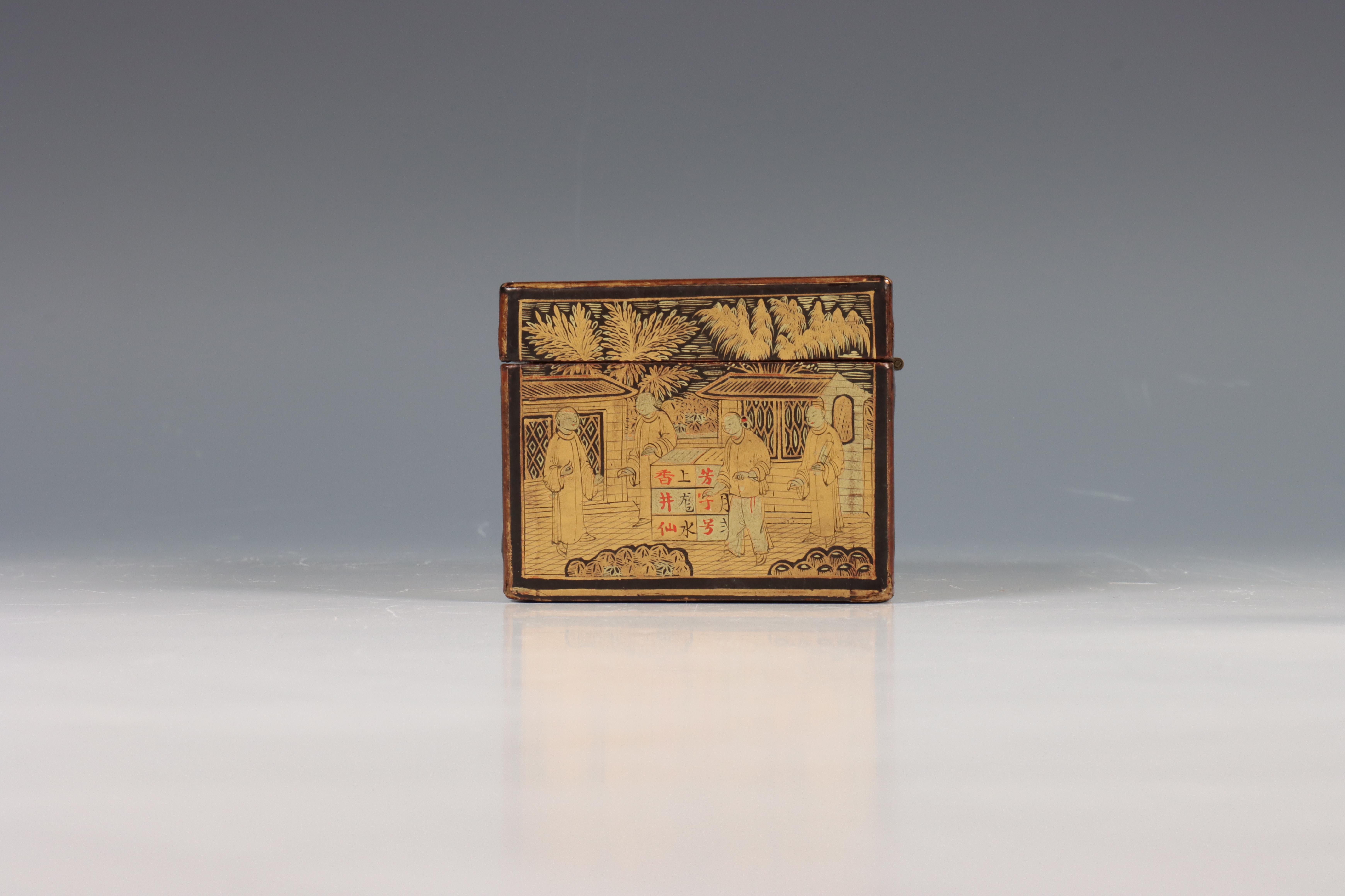 China, export zwart- en goud gelakt doosje, 19e eeuw, - Image 6 of 8