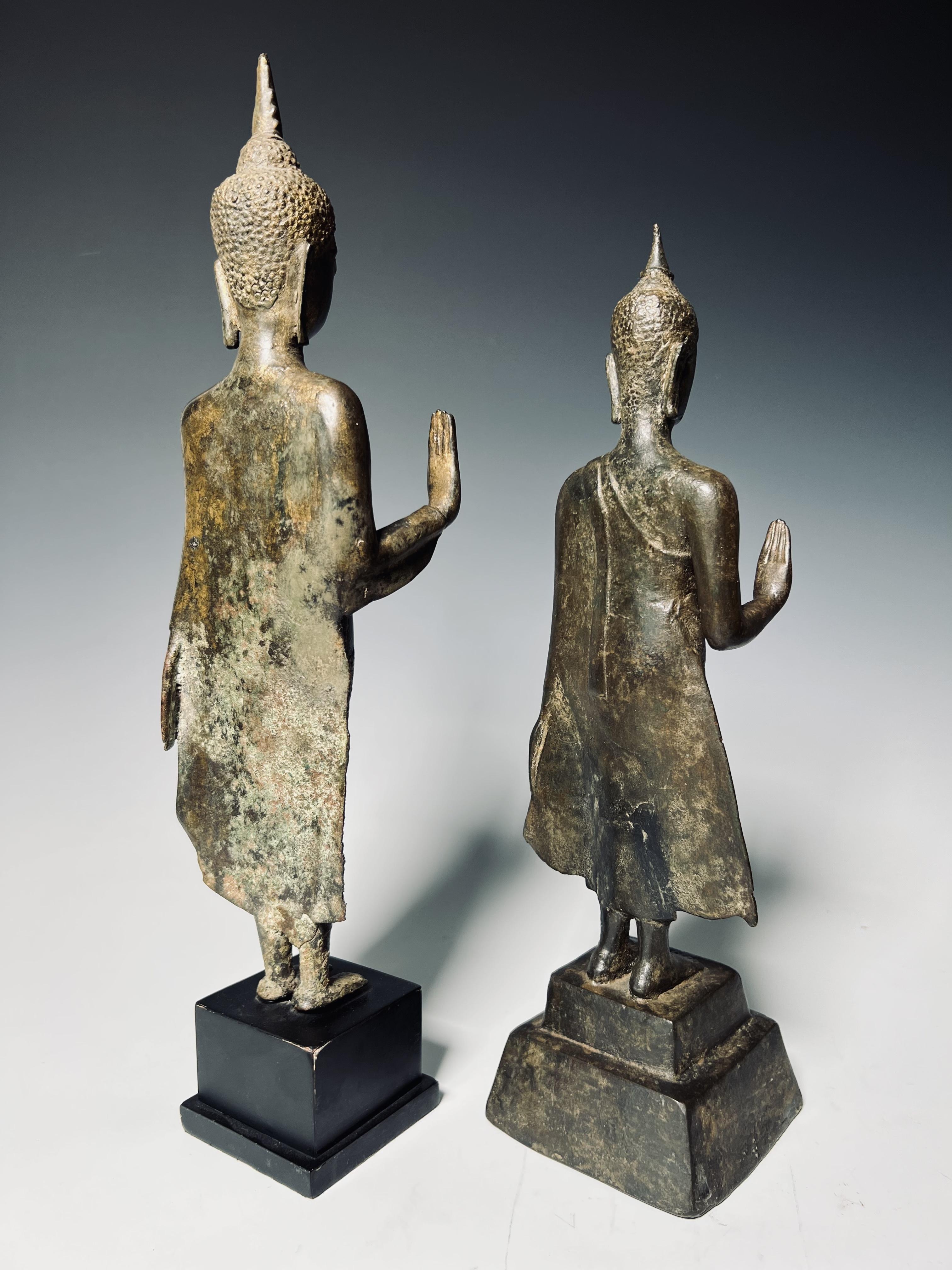 Thailand, twee Ayutthaya bronzen figuren van Boeddha, circa 16e eeuw, - Image 6 of 6