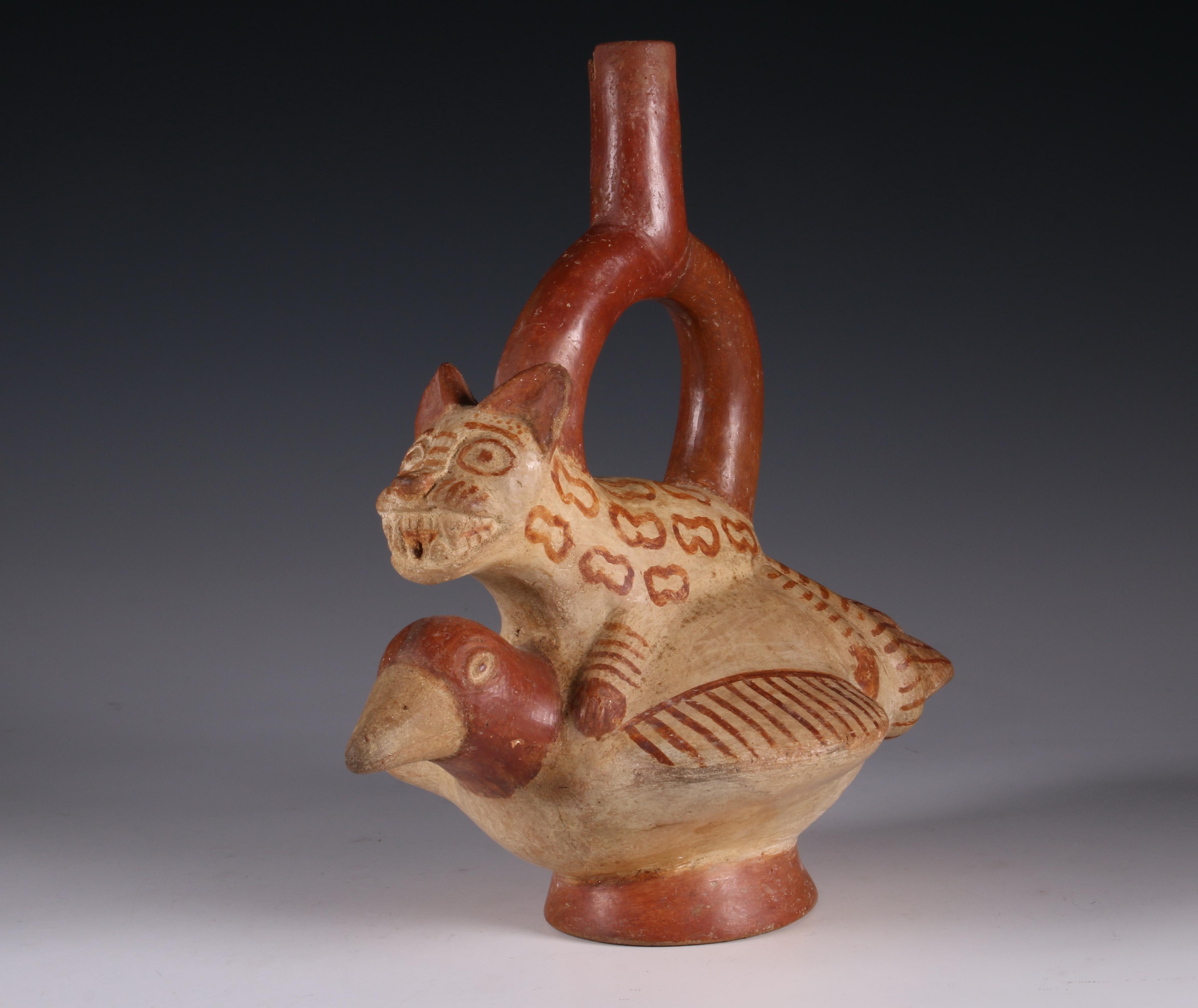 Peru, Moche, a stirrup-spout vessel, 500-800 AD,