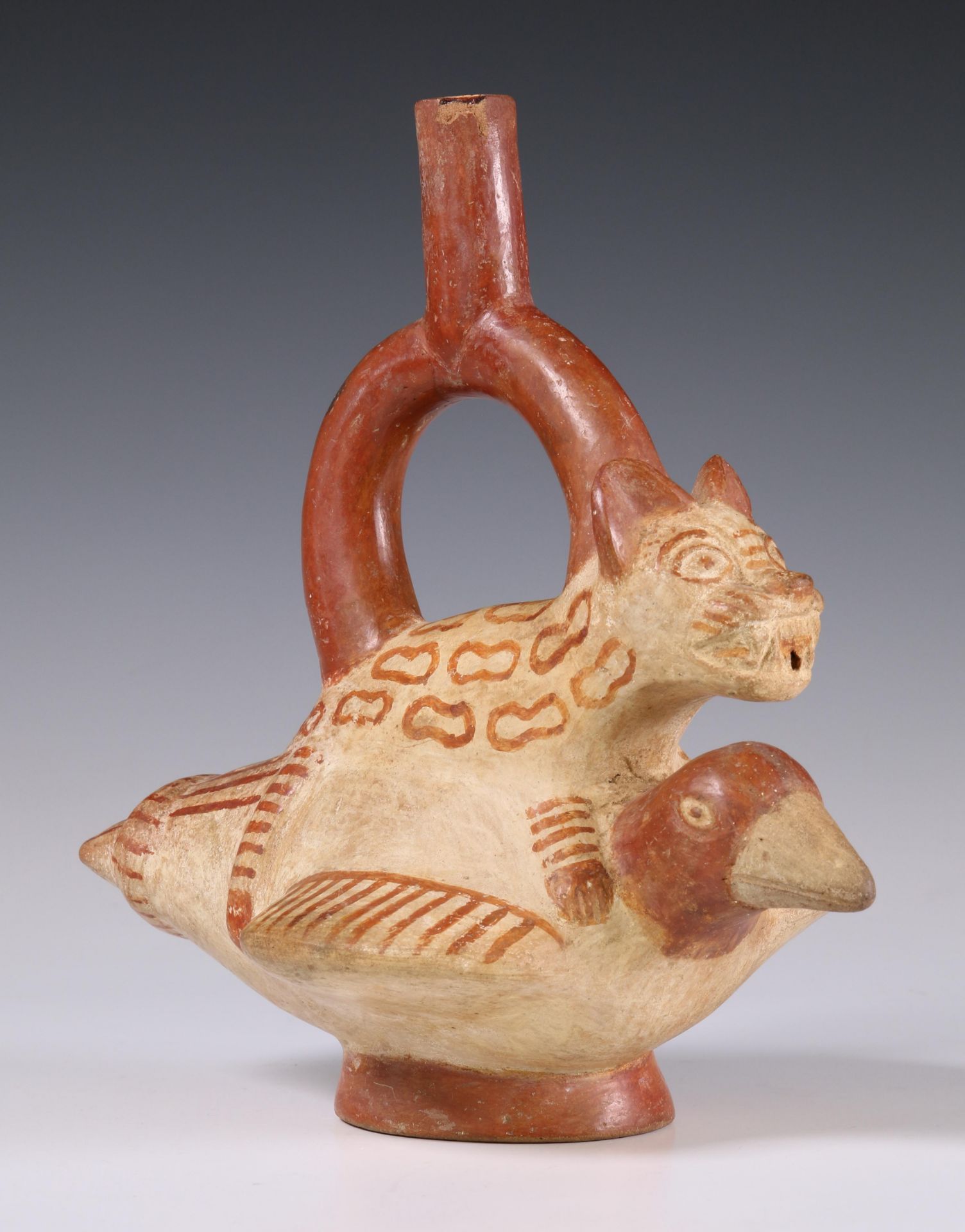 Peru, Moche, a stirrup-spout vessel, 500-800 AD, - Image 4 of 8
