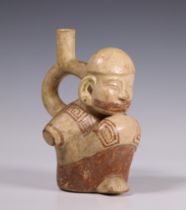 Peru, Moche, a terracotta stirrup-spout vessel, 200-800 AD