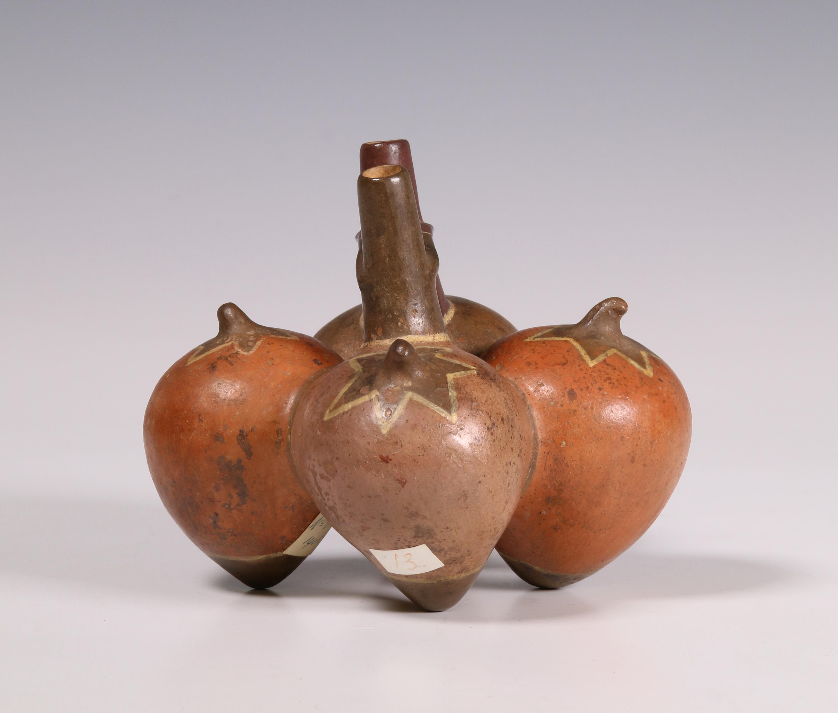 Peru, Nazca, a terracotta double spout vessel, 500-800 AD; - Image 3 of 6