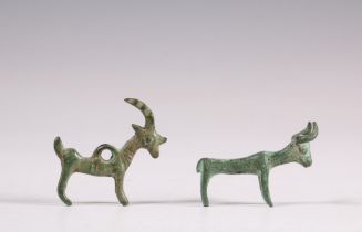 Luristan, two bronze animals, ca. 800 BC;